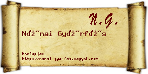 Nánai Gyárfás névjegykártya